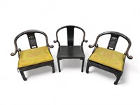 (3) Asian Wood Chairs