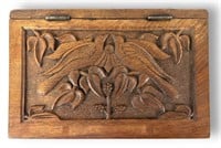Doves Folk Art Hand Carved Wood Bride's Box