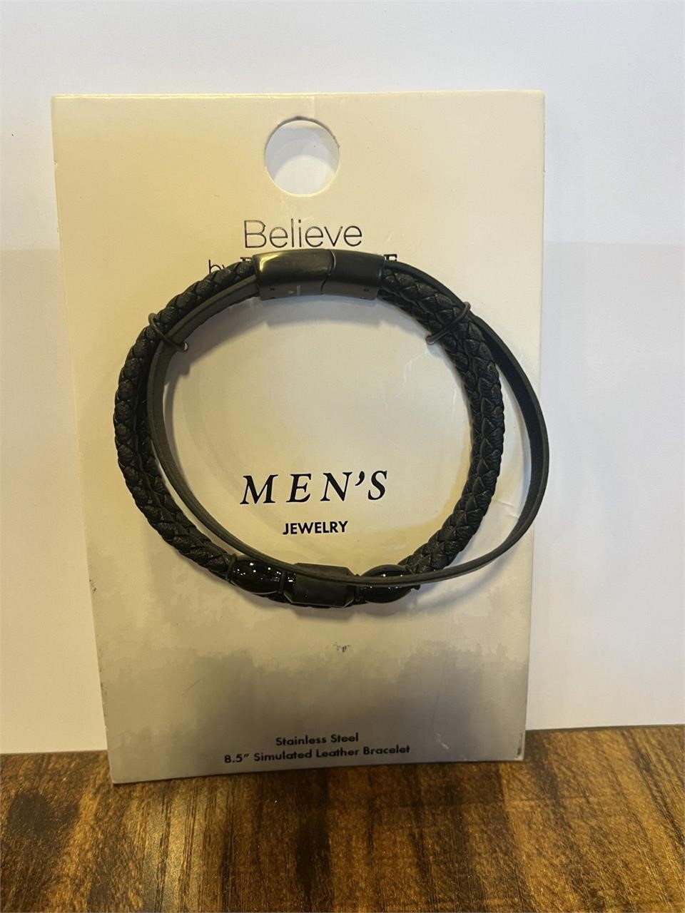 Believe By Brilliance Men Leather Bracelet