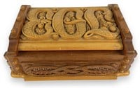 Scandinavian Artist Carved Wood Presentation Box