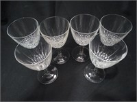6 Crystal Long Stemmed Wine / Spirit Glasses