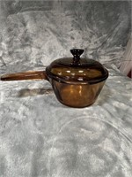 Vintage Pyrex Vision Amber Glass Lidded Sauce Pan