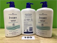 Ivory Sensitive Skin Body Wash lot of 3
