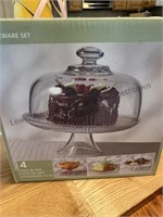 Indiana glass domed cake pan open box