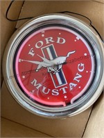 Neon Ford Mustang wall clock, the secondhand does