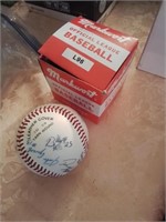 Baseball with signatures and box
