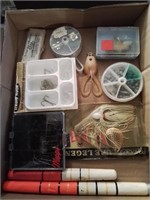 Flat box of fishing supplies