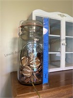 Glass Ball jar canister that has been made into a