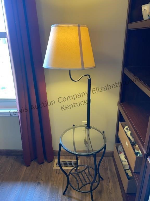 Metal with glass top table lamp table