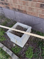 Garden hose and small heavy square planter box