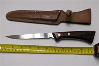 11 In Western Knife With Sheath And Wooden Handle