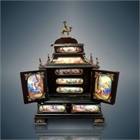 Amazing 19th C Viennese Enamel Mounted Table Cabin