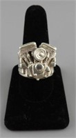 Very heavy Men's sterling motorcycle engine ring