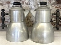 (2) Vintage Aluminum Coffee Pots 10” (Wearever