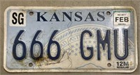 Sedgwick County Kansas License Plate 
- 666