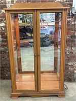 Lighted Wood and Glass Display Cabinet 32” x