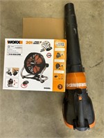 NIB Worx 20v Work Fan and 20V Worx Leaf Blower