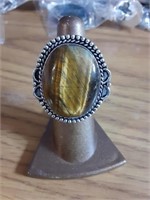 Tiger Eye size 6 ring German Silver New