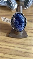 Sodalite size 8 ring German silver new