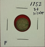 1852 Three Cent Silver F
