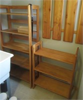 (2) Wood shelves. Tallest measures 61". Shortest