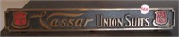 Vassar Union Suits brass plaque. Measures: 2" H x