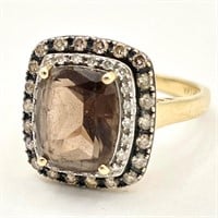 14K Gold Topaz & Diamond Ring