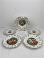 Antq. Figural Female Porcelain Reticulated Plates