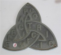 Metal APCO electrical plaque. Measures: 9.5" H x