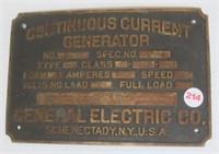 Bronze/brass GE Continuious Current Generator.