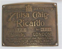 Bronze/brass Ailsa Kreg Recardo London plaque.