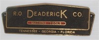 Bronze/brass R.O. Deaderick Co. plaque. Measures: