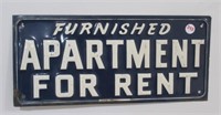 Metal Furnished Apartment sign. Measures: 6.5" H