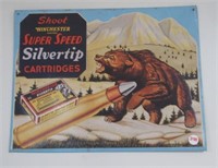 Metal Winchester Silver Tip Cartridge sign.
