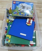 Tote of various Lego bricks.