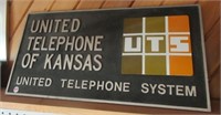 Metal United Telephone of Kansas sign. Measures: