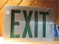 Metal with green lettering Exit sign. Measures: