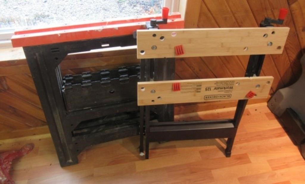 Black and Decker workmate and (2) saw horses.