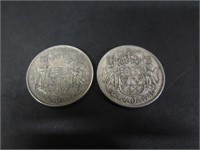 1943 & 1945 SILVER CANADA 50 CENT PIECE