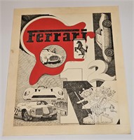 VTG ADVERTISING ART FERRARI CARS SIGNED BUSS 1976