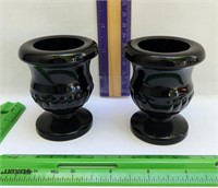 Black milk glass urn candle holder set