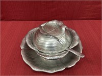 Pewter Cabbage Form Covered Serving  Bowl with
