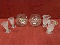 Two 8 in. Rose Bowls, 2 Hurricane Candleholders,