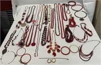 32 Costume Jewelry Necklaces, 5 Bracelets, 1 Pair