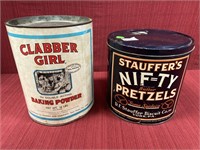 2 Advertising Tins:  Clabber Girl Baking Powder,