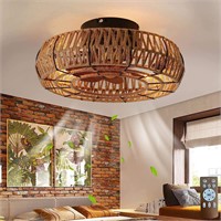 20" Cage Low Profile Bladeless Ceiling Fan Light