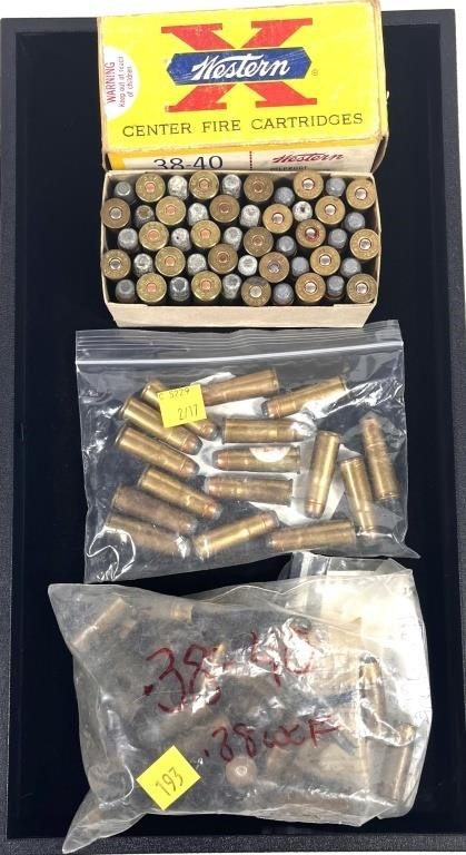 Lot, .38-40 WIN cartridges and used brass