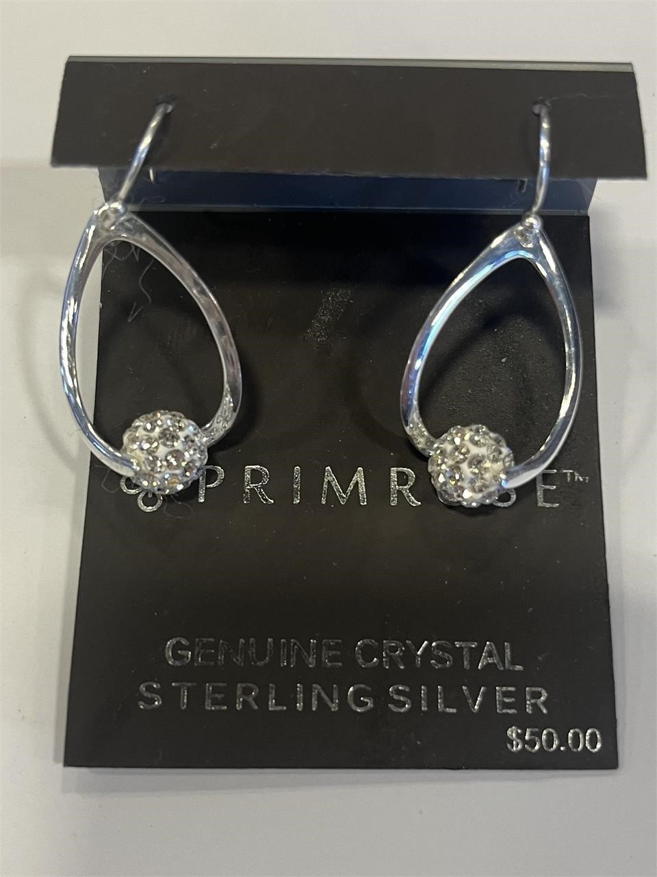 Primerose Genuine Crystal Sterling Silver Earrings