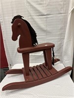 Painted Rocking Horse with Yarn Mane and Tail,