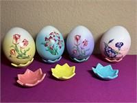 Porcelain / Ceramic Painted Eggs with Stands